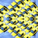 Taxi cabs water damaged by Hurricane Sandy